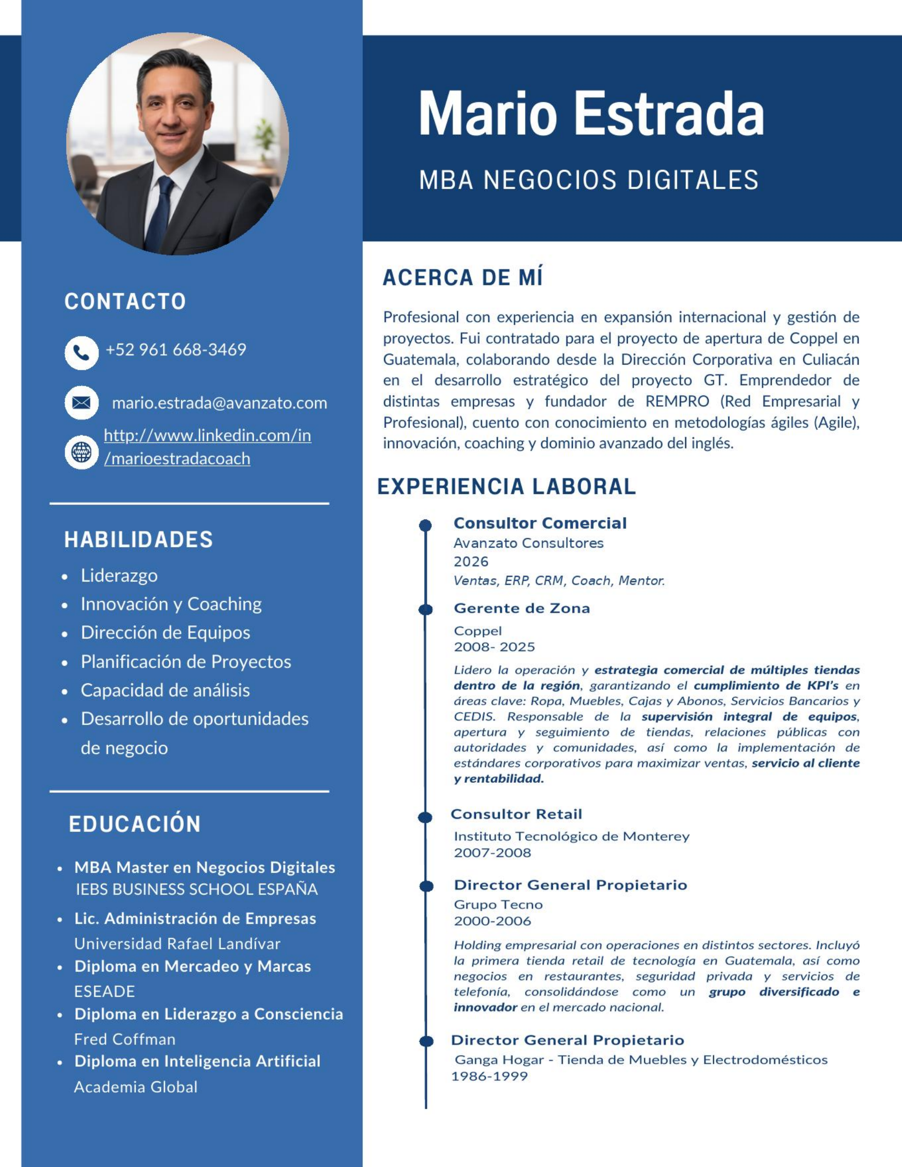 Fotografía de Mario Estrada incluida en su currículum